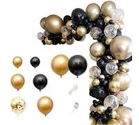 Cpolebev Kit de Guirnalda de de Globos Negros Dorados de 121 Piezas, Globos de Lentejuelas Doradas para Boda, GraduacióN, CumpleañOs, DecoracióN de Fiesta de Navidad