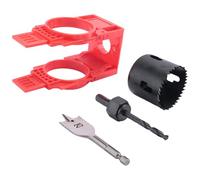 Cpolebev Kit de Instalación de Cerradura de Puerta, Kit de Perforación de Orificios de Puerta para Cerrojos y Cerraduras con Plantilla de Guía, Perforadora para Cerradura de Puerta
