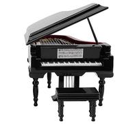 Cpolebev Kit de Modelo de Piano de en Miniatura, Instrumento Musical con Silla, para DecoracióN de Oficina en Casa (Negro, Sin MúSica) PequeñO