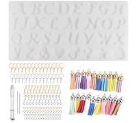 Cpolebev Kit de Molde de Resina de Letras Inversas, Molde de Silicona para Resina DIY, Juego de FabricacióN de Llaveros de Resina Epoxi Decorativos y Letras