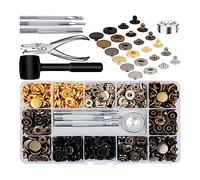Cpolebev Kit de Sujetadores a PresióN de, Juego de 120 Botones a PresióN de Metal con 6 Herramientas de Ajuste, para Ropa, Pulseras, Chaquetas