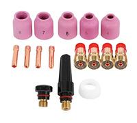 Cpolebev Kit de Tapa Trasera Boquillas de Alúmina Collets Lente de Gas Rechonch de Antorchas de Soldadura Tig Para 17 18 26 Series 16 Piezas