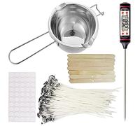 Cpolebev Kit para Fabricar Velas, de Velas, Mechas para Velas, Pegatinas para Mechas, Soporte para Mechas, TermóMetro y Varillas para