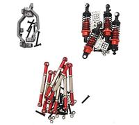 Cpolebev La Barra de Acoplamiento de TraccióN de ActualizacióN Amortiguador con Base de Varilla de TraccióN para B14 B24 C14 C24 C34 1/16 RC Piezas de Repuesto de Coche, Rojo