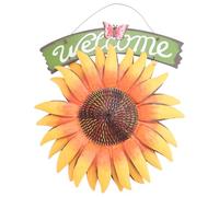 Cpolebev Letreros de de JardíN Placa de Pintada una Mano Exterior Girasol Colgante de Metal para Puerta de Entrada