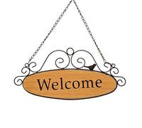 Cpolebev Letreros de Puerta de Welcome Letrero de Madera Colgante Placa para el Hogar JardíN Bar CafeteríA Tienda Tienda Puerta Principal DecoracióN Colgante de Pared