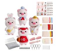 Cpolebev Lindos Kits de Fieltro de Aguja para MuñEco Cerdito para Principiantes, Kit de Fieltro de Aguja, Agujas de Fieltro, Almohadilla de Espuma, PañO de Fieltro, Instrucciones