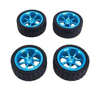 Cpolebev Llanta de Metal de 65 Mm + NeumáTicos de Goma de Alto Agarre para 144001 A959 A959-B 124019 124018 RC Car Parts, Azul