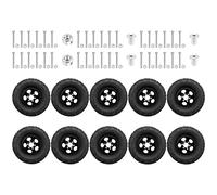 Cpolebev Llanta de Rueda de Metal Doble Rueda NeumáTico de Goma para B16 B36 Q60 Q63 Q64 6WD 6X6 RC CamióN, Negro