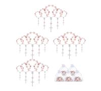 Cpolebev Los Regalos de Bautismo para Niñas Incluyen 25 Piezas de Rosario de Bautismo Rosa, Rosario para, Mini Rosario, 25 Piezas de Bolsas de Organza, Regalos de Bautismo