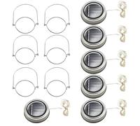 Cpolebev Luces Solares para Tapa de Tarro de AlbañIl, Paquete de 20 Luces de Tapa de Tarro de Hadas de LuciéRnaga de 20 Luces LED, 6 Perchas Incluidas (Tarros No Incluidos)