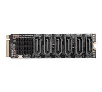 Cpolebev M.2 MKEY PCI-E Riser Card M.2 NVME una SATA3.0 PCIE una 6Gpbsx6-Port Expansion Card ASM1166