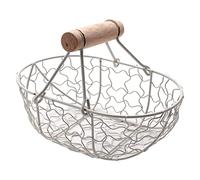 Cpolebev Manejar de Madera Cesta Retro de Metal PortáTil MultifuncióN Frutas Vegetales Huevo Comestibles PráCtico Almacenamiento Cesta Organizador