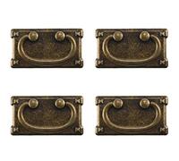 Cpolebev Manijas de ExtraccióN de Anillo de CajóN de Bronce Antiguo Vintage de 4 Piezas, DecoracióN de Manija de Muebles de Puerta de Gabinete