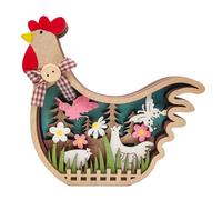 Cpolebev Manualidades de Madera con Temática de Pascua, Decoraciones de Madera Coloridas, Decoraciones de Madera con Forma de Pollito de Pascua, Color Madera