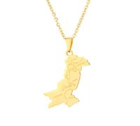 Cpolebev Mapa de Pakistán Dorado con Collar con Colgante de Ciudad para Mujeres y Hombres, Joyería de Mapas Paquistaníes A