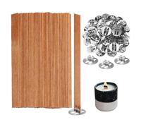 Cpolebev Mechas de Madera para Velas, 100 Mechas de Madera para Hacer Velas, Mechas de Madera + Clips de Metal para Hacer Velas, Manualidades con Velas A