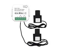 Cpolebev Medidor de EnergíA Tuya Smart ZigBee Bidireccional de 2 VíAs con Abrazadera de Sensor de Corriente App Monitor Potencia 100-240VAC, 2 Canales 2CT