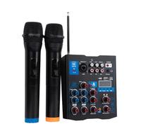 Cpolebev Mezclador de Audio USB de 5 Canales con Micrófono Inalámbrico Mezclador de Sonido de Estudio Bluetooth REC DJ Consola de Mezcla para Karaoke