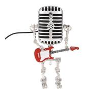 Cpolebev Mic Robot, Lámpara de Mesa con Micrófono Estilo Retro, Lámpara de Noche con Forma de Guitarra, Lámpara de Escritorio con Micrófono Estilo Vintage y Robot Rojo