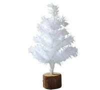 Cpolebev Mini áRbol de Navidad para Mesa, áRboles de Navidad Blancos, PequeñO áRbol de Navidad con Base de Madera para DecoracióN NavideñA del Hogar de Escritorio, 30CM