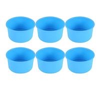 Cpolebev Mini Moldes de Silicona para Pasteles,Bandeja para Hornear Redonda de 4 Pulgadas, Molde para Hornear de Silicona Antiadherente, Bandeja para Hornear, Reutilizable, Azul, Juego de 6