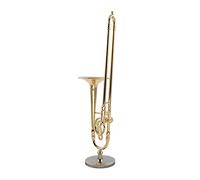 Cpolebev Modelo de TrombóN de Cobre Puro en Miniatura de 12 Cm con Soporte Mini Modelo de Instrumento Musical con Caja de Negro