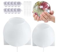 Cpolebev Molde de Resina de Esfera Grande de 2 Piezas, Molde de Fundición de Resina Epoxi de Globo Sin Costuras para Manualidades y Flores