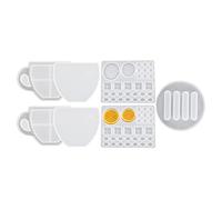 Cpolebev Molde de Resina para Posavasos, 7 Moldes para Posavasos para Resina Epoxi, Molde de Coctelera de Resina con Forma de de Café con Molde de Grano de Café de LimóN