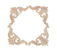 Cpolebev Molduras de Esquina Talladas en Madera Apliques Onlay DecoracióN de Muebles Sin Pintar 4 Piezas 12X12Cm