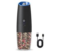 Cpolebev Molinillo de Sal y Pimienta Eléctrico Recargable, Molinillo de Sal y Pimienta Eléctrico Ajustable Negro