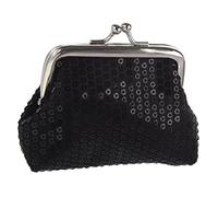 Cpolebev Monedero de moneda de lentejuelas de Mujeres hebilla Mini Cartera (negro)