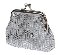 Cpolebev Monedero de moneda de lentejuelas de Mujeres hebilla Mini Cartera (plata)