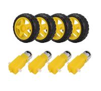 Cpolebev Motor EléCtrico de 4 Piezas CC + Motor TT de PláStico Rueda de NeumáTico Motor de Engranaje de Doble Eje Motor de Caja de Cambios TT para Coche Inteligente