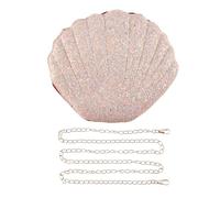 Cpolebev Mujer NiñAs Sirenita Seashell Monedero Bolsos de Hombro Cruzados Bolso de Noche con Cadena de Lentejuelas Brillantes, Rosa