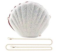 Cpolebev Mujer NiñAs Sirenita Seashell Monedero Bolsos de Hombro Cruzados Bolso de Noche con Cadena de Lentejuelas Brillantes,