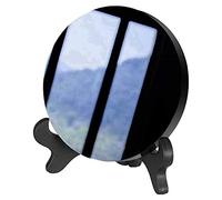 Cpolebev Obsidiana con Soporte Feng Shui Cristal Natural Suave DecoracióN del Hogar RecopilacióN de Riqueza y Rectitud 80Mm