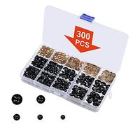 Cpolebev Ojos de Seguridad con Arandelas, 150 Piezas Ojos de MuñEca PequeñOs Ojos de Juguete Artesanales Ojos de Oso de Peluche 6 Mm / 8 Mm / 9 Mm / 10 Mm / 12 Mm, Ojo de PláStico Negro