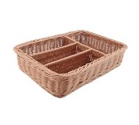 Cpolebev Organizador de Cajones de Cocina Cesta de Almacenamiento de Cubiertos 4 Compartimentos Tenedores de Cocina Cuchillos Bandeja de Almacenamiento de RatáN