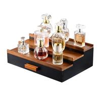 Cpolebev Organizador de Soporte de Exhibición de Colonia de Madera para Hombres, Exhibición de Colonia de 3 Niveles con Cajón de Almacenamiento, Estante de Exhibición de Perfumes