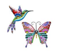 Cpolebev Pájaro Mariposa Metal Decoración de Arte de Pared Al Aire Libre, Decoración Colgante de Escultura de Pared de Pájaro, Decoración de Arte de Pared de Pájaro