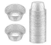 Cpolebev Papel de Aluminio Ramekin Papel de Aluminio Vaso de Papel Paquete de 150 Vasos Desechables de Papel de Aluminio Ramekin para Hornear
