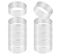 Cpolebev Paquete de 10 Anillos de Tarta de Acero Inoxidable de 5 Cm, Anillo de Mousse de Pastel Perforado Resistente al, Herramientas de Donut para Hornear de Anillo Redondo