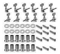 Cpolebev Paquete de 12 Clavijas para Guitarra AcúStica Perillas de Cabeza de Afinador (6 Izquierdas + 6 Derechas) Plateadas