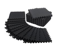 Cpolebev Paquete de 12 Esteras para Ejercicios de Piso para Gimnasio en Casa o Acolchado de Piso para Yoga, Pesas, Equipo de Gimnasio Negro