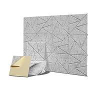 Cpolebev Paquete de 12 Paneles AcúSticos con Autoadhesivo, Paneles de Espuma una Prueba de Sonido de 12X 12X 0,4 Pulgadas, Paneles de Sonido de Alta Densidad, Gris Plateado