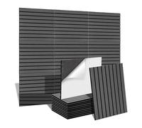 Cpolebev Paquete de 12 Paneles Acústicos una Prueba de Sonido con Autoadhesivos, Paneles de Pared Insonorizados de 14x12x0,4 Pulgadas para Habitación y Oficina