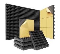 Cpolebev Paquete de 12 Paneles de Espuma a Prueba de Sonido Piramidales con Paneles de Espuma AcúStica de Alta Densidad Autoadhesivos de 12X12X2 Pulgadas (Negro)
