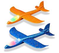 Cpolebev Paquete de 2 Aviones de Luz LED de 48 CM AvióN de Espuma de Lanzamiento Grande Deporte Al Aire Libre Patio Trasero Fiesta de CumpleañOs Regalos óPtimos para NiñOs