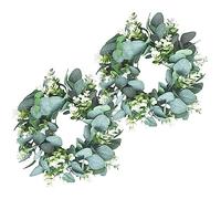 Cpolebev Paquete de 2 Coronas de Eucalipto Verde Redonda Artificial de Granja para Puerta, Pared, Ventana, DecoracióN, 12 Pulgadas/PC
